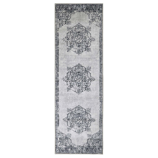 Decklan Non-Slip Floral Medallion Indoor Area Rugs Or Runner Rug - Grey