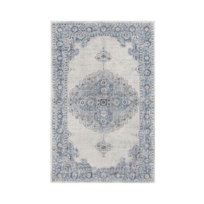 Demelza Vintage Traditional Oriental Medallion Indoor Area Rug or Runner - Blue