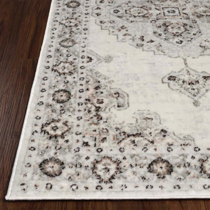 Demelza Vintage Traditional Oriental Medallion Indoor Area Rug or Runner - Gray