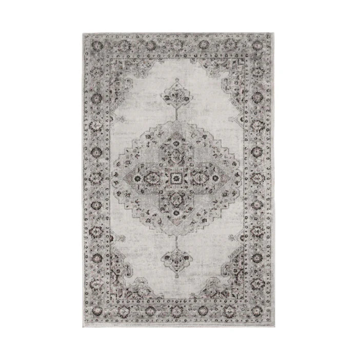 Demelza Vintage Traditional Oriental Medallion Indoor Area Rug or Runner - Gray