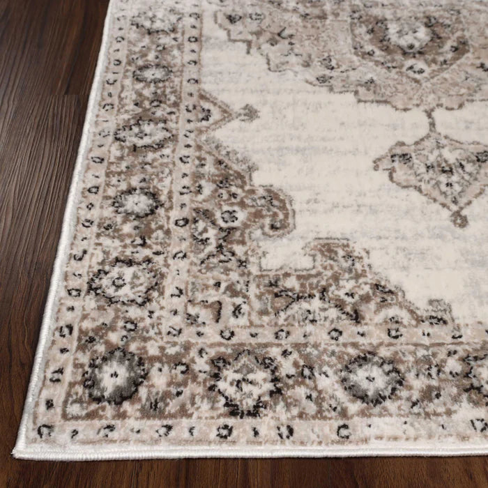 Demelza Vintage Traditional Oriental Medallion Indoor Area Rug or Runner - Taupe