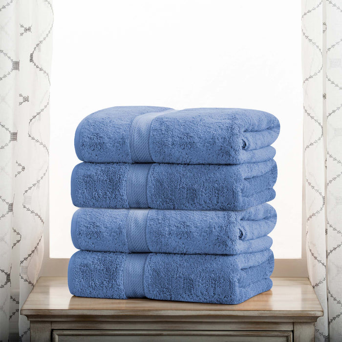 Egyptian Cotton Pile Plush Heavyweight Soft 4 Piece Bath Towel Set