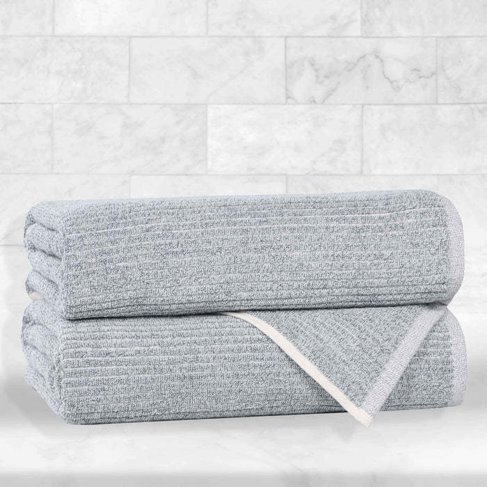 Destin Cotton Blend Solid Ribbed Design Bath Towels, Set of 2