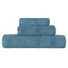 Ribbed Turkish Cotton Quick-Dry Solid 3 Piece Assorted Towel Set - Denim Blue