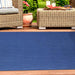 Bohemian Rectangle Indoor Outdoor Rugs Solid Braided Area Rug - Denim Blue