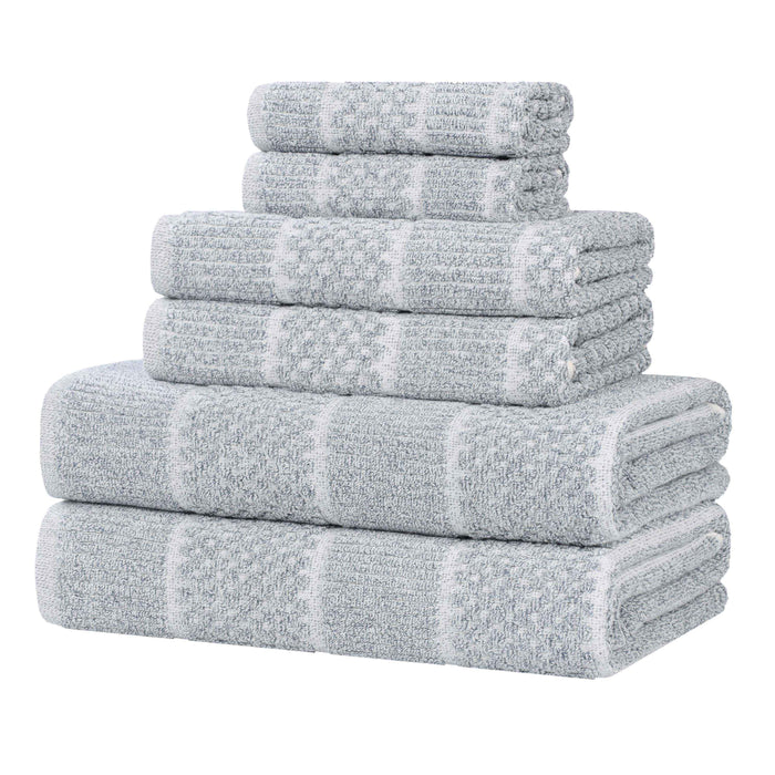 Naples Cotton Blend Medium Weight Checkered & Ribbed 6 Piece Towel Set