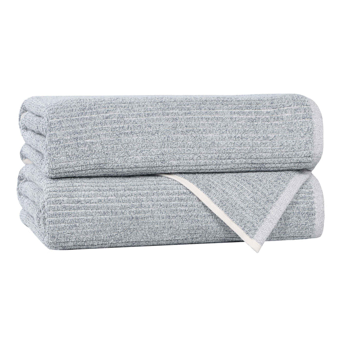 Destin Cotton Blend Solid Ribbed Design Bath Towels, Set of 2