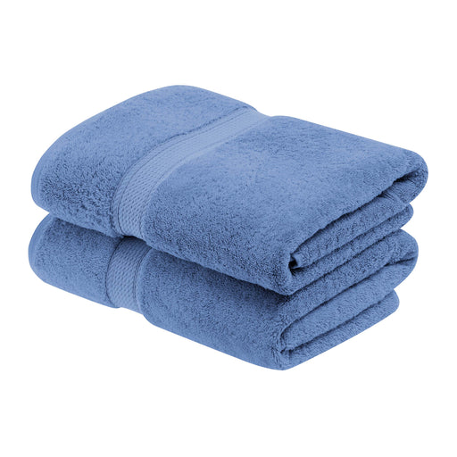 Egyptian Cotton Pile Plush Heavyweight Bath Towel Set of 2 - Denim Blue