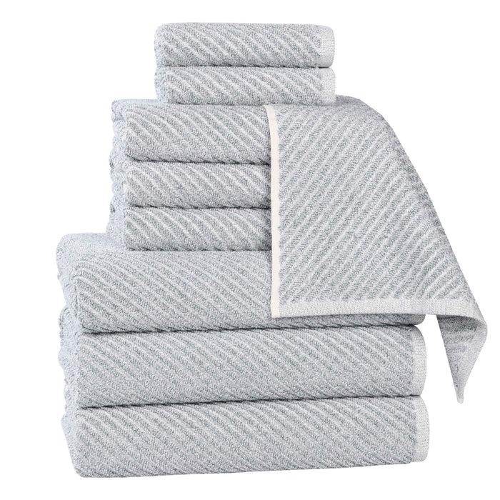 Amelia Cotton Blend Medium Weight Diagonal Stripes 9 Piece Towel Set