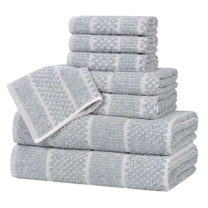 Naples Cotton Blend Medium Weight Checkered & Ribbed 8 Piece Towel Set