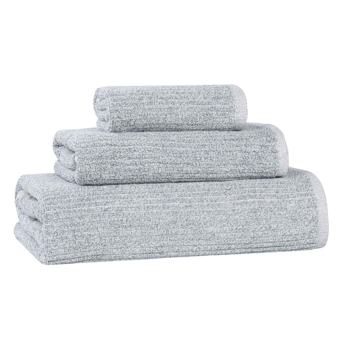 Destin Cotton Blend Solid Ribbed Design 3 Piece Towel Set