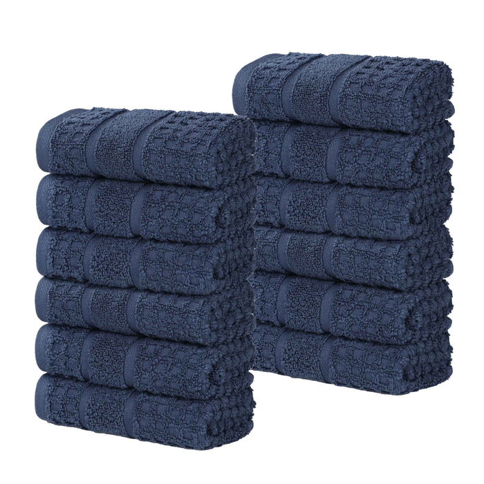 Zero Twist Cotton Waffle Honeycomb Soft Absorbent Face Towel Set of 12 - Blue Nile Mills