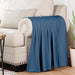 All-Season Chevron Cotton Bed Blanket & Sofa Throw - Denim Blue