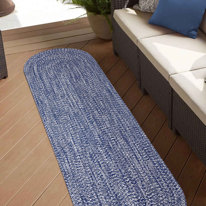 Reversible Braided Area Rug Two Tone Indoor Outdoor Rugs - DenimBlue