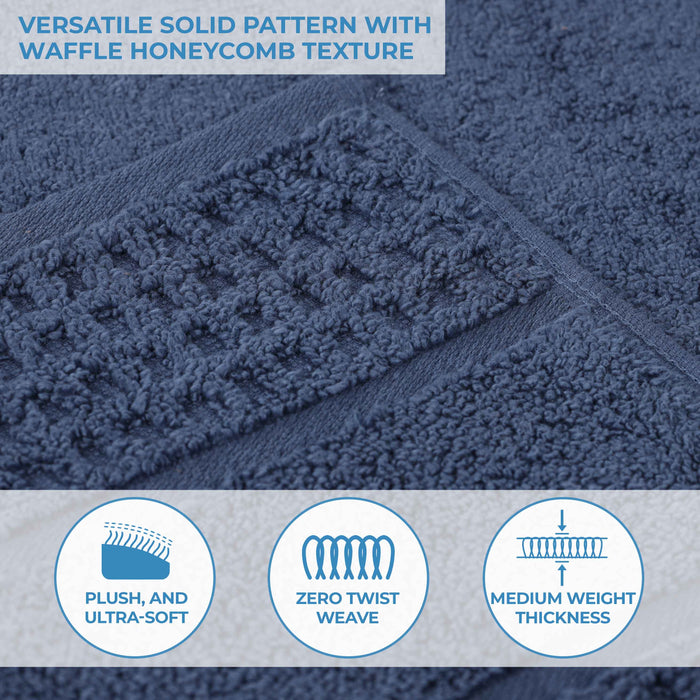 Zero Twist Cotton Waffle Honeycomb Soft Absorbent Face Towel Set of 12 - Blue Nile Mills