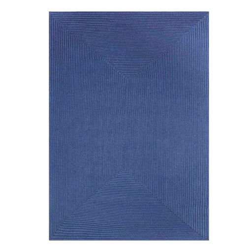 Bohemian Rectangle Indoor Outdoor Rugs Solid Braided Area Rug - Denim Blue