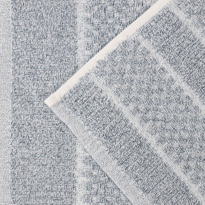 Naples Cotton Blend Checkered and Ribbed Face Towels, Set of 12