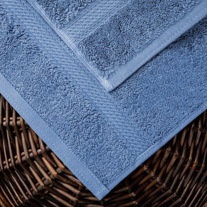 Egyptian Cotton Pile Plush Heavyweight Absorbent Bath Sheet Set of 2 - Denim Blue