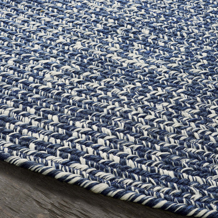 Reversible Braided Area Rug Two Tone Indoor Outdoor Rugs - Denim Blue/White