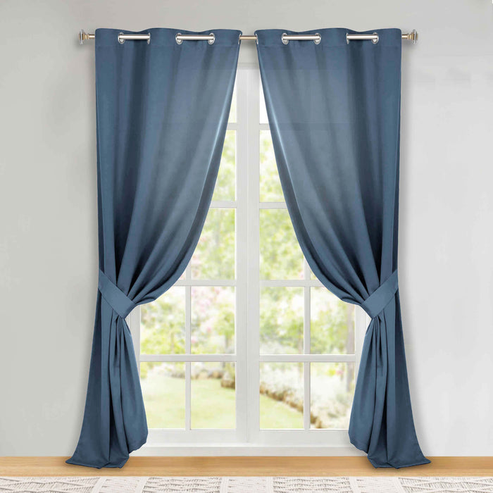 Solid Machine Washable Room Darkening Blackout Curtains, Set of 2