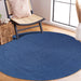 Bohemian Indoor Outdoor Rugs Solid Braided Round Area Rug - DenimBlue