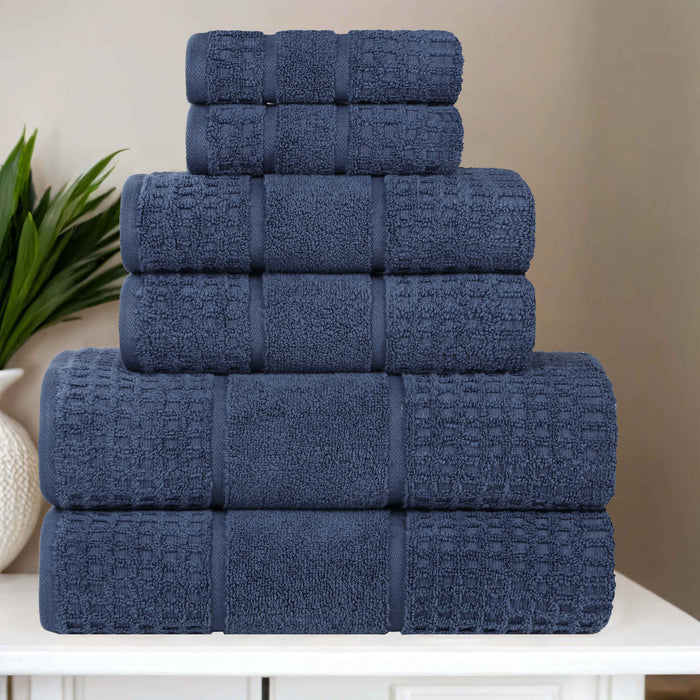 Zero Twist Cotton Waffle Honeycomb Soft Absorbent 6-Piece Towel Set