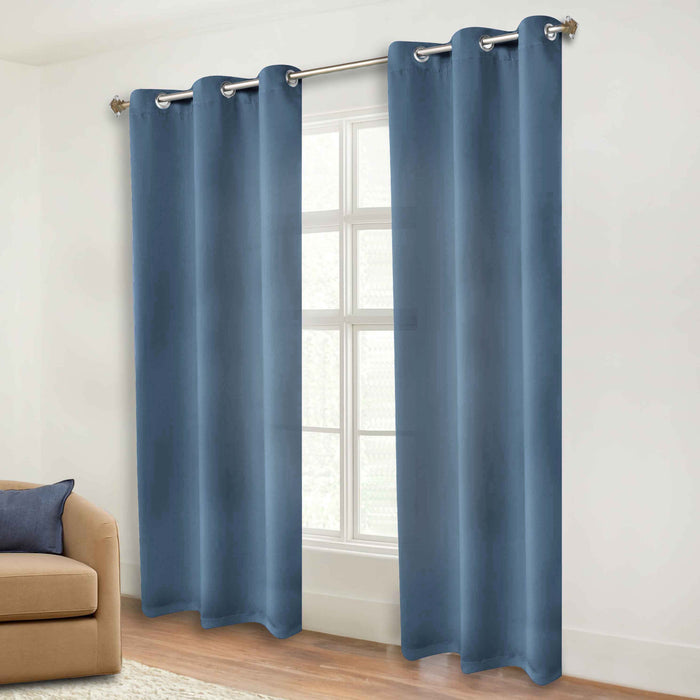 Solid Machine Washable Room Darkening Blackout Curtains, Set of 2