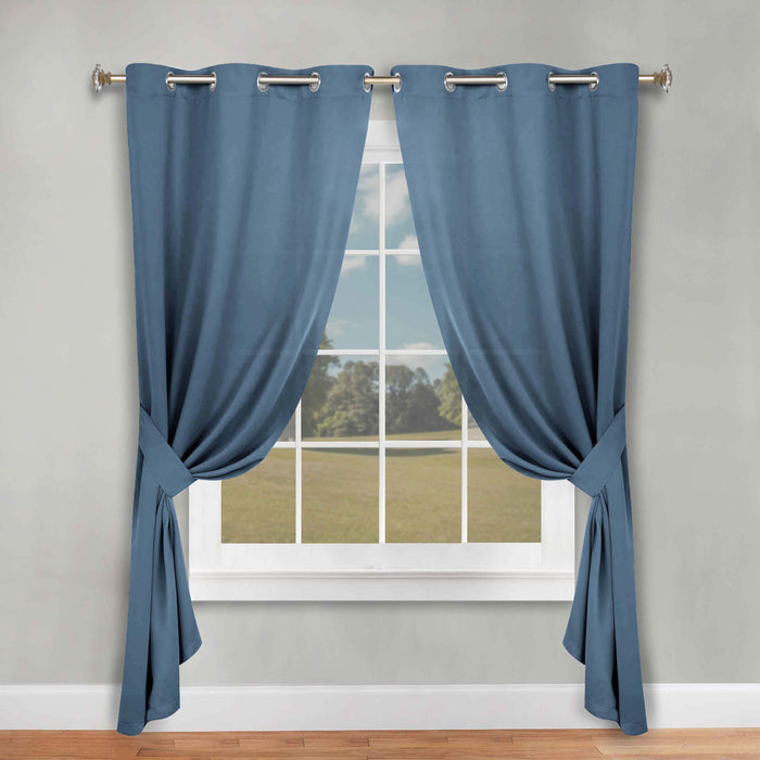 Solid Machine Washable Room Darkening Blackout Curtains, Set of 2