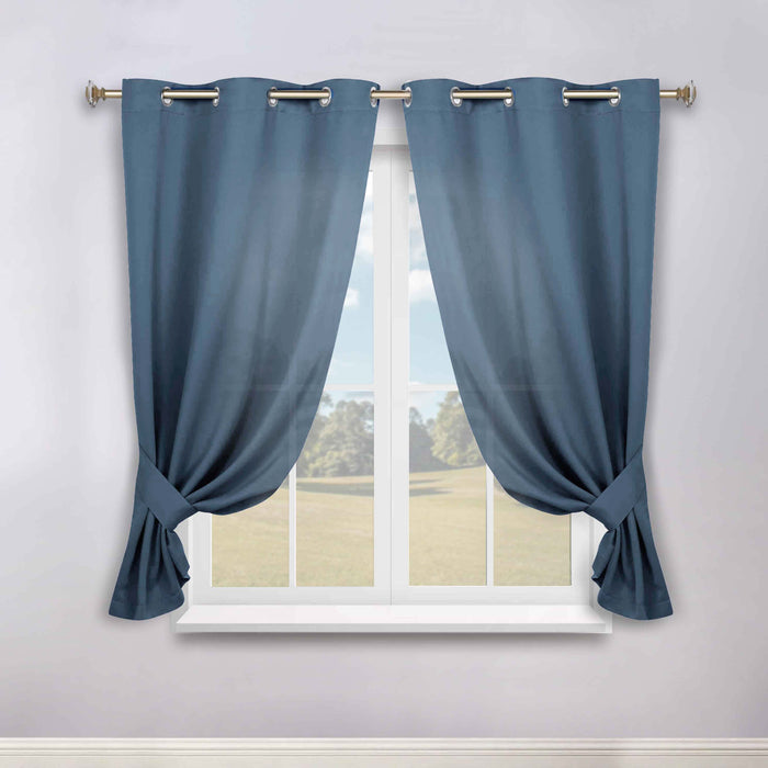 Solid Machine Washable Room Darkening Blackout Curtains, Set of 2