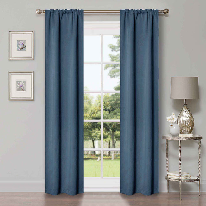 Solid Machine Washable Room Darkening Blackout Curtains, Set of 2