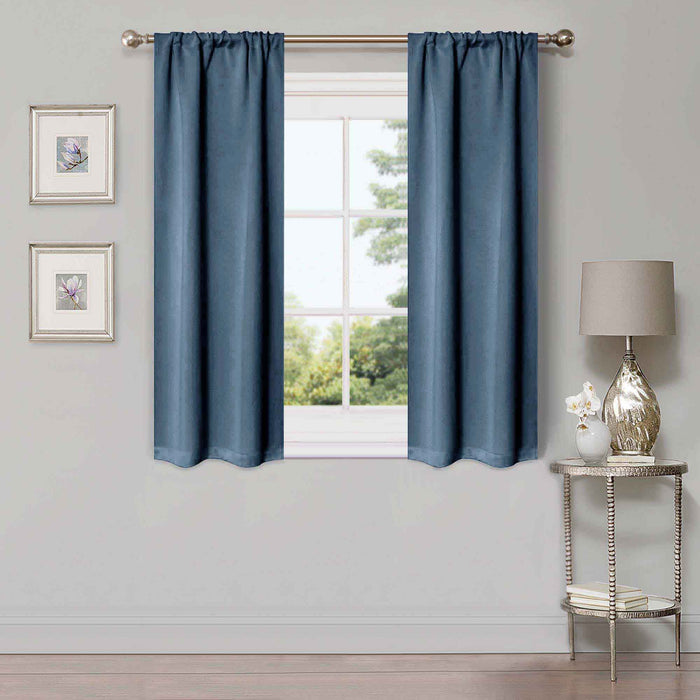 Solid Machine Washable Room Darkening Blackout Curtains, Set of 2