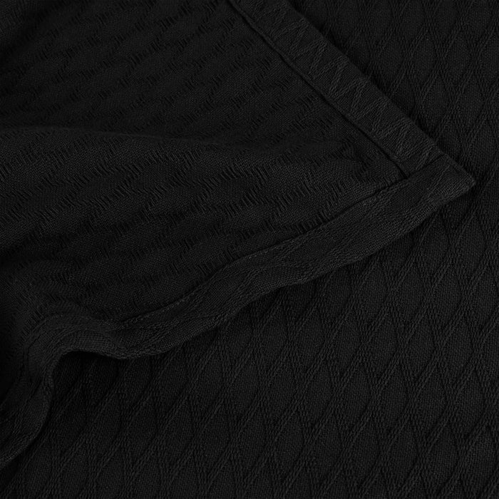 Cotton All Season Diamond Bed Blanket & Sofa Throw - Black