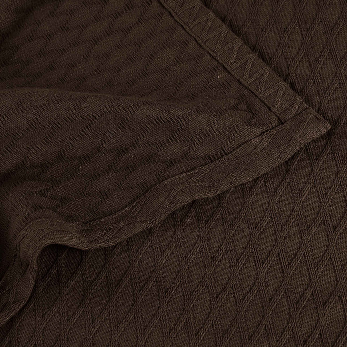 Cotton All Season Diamond Bed Blanket & Sofa Throw - Chocolate