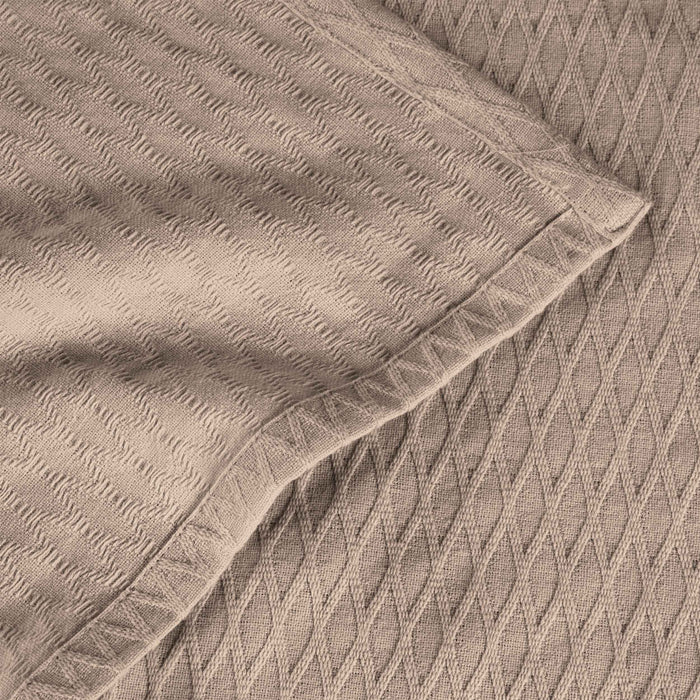 Cotton All Season Diamond Bed Blanket & Sofa Throw - Khaki