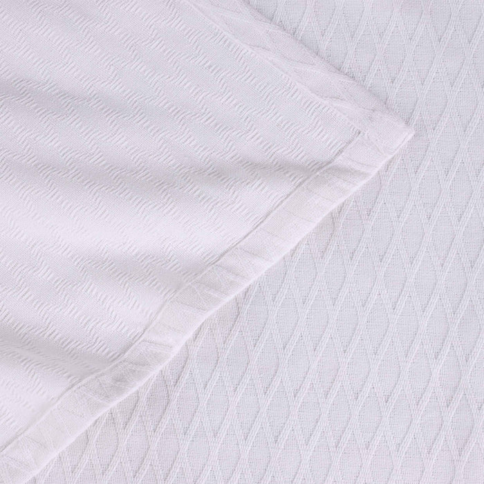 Cotton All Season Diamond Bed Blanket & Sofa Throw - White