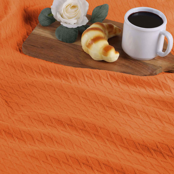 Cotton All Season Diamond Bed Blanket & Sofa Throw - Burnt Orange