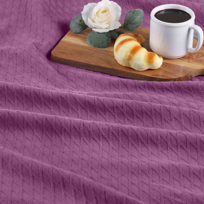 Cotton All Season Diamond Bed Blanket & Sofa Throw - Purple