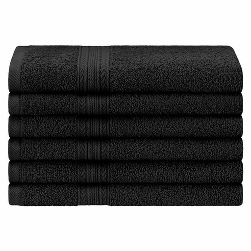 Eco Friendly Cotton 6 Piece Solid Hand Towel Set - Black