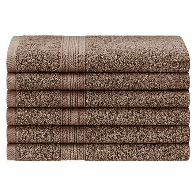 Eco Friendly Cotton 6 Piece Solid Hand Towel Set - Coffee