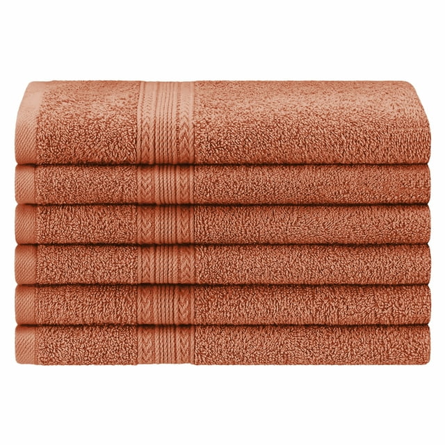 Eco Friendly Cotton 6 Piece Solid Hand Towel Set - Copper