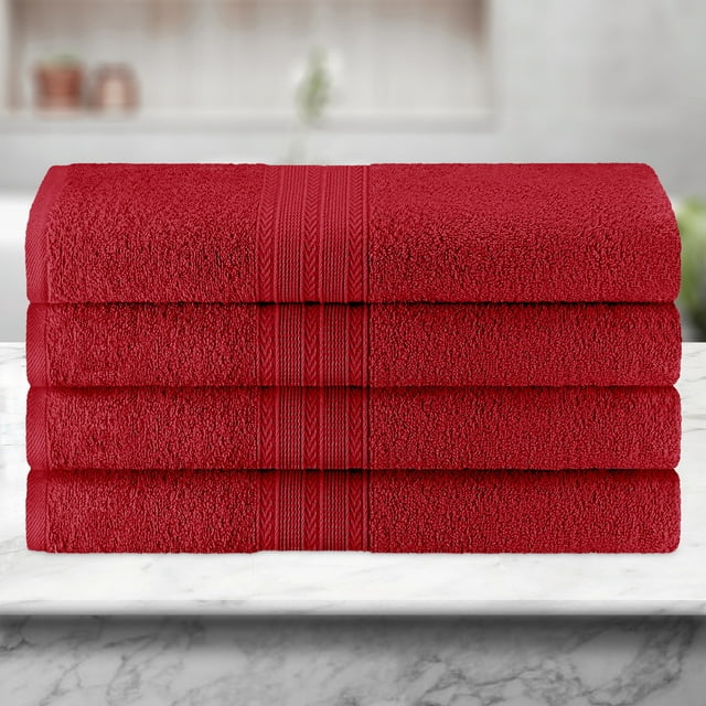 Eco Friendly Cotton 6 Piece Solid Hand Towel Set - Cranberry