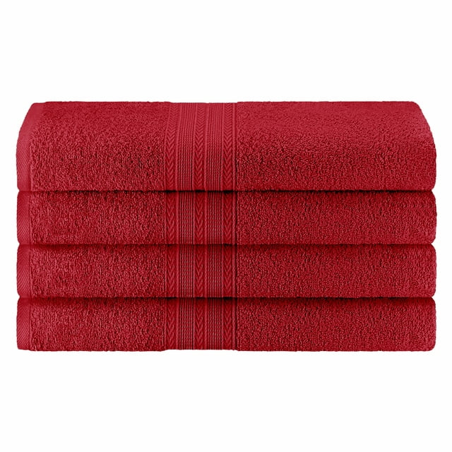 Eco Friendly Cotton 6 Piece Solid Hand Towel Set - Cranberry