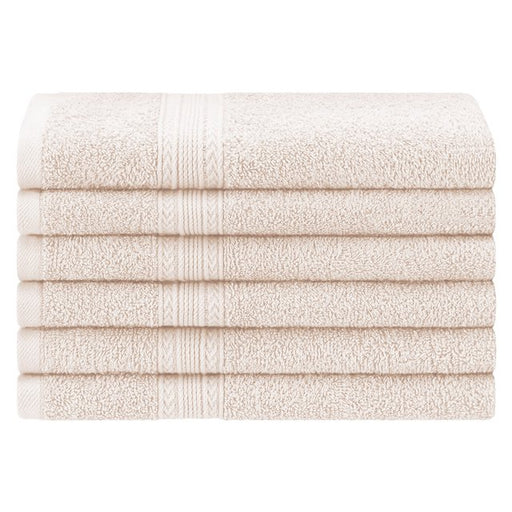Eco Friendly Cotton 6 Piece Solid Hand Towel Set - Ivory