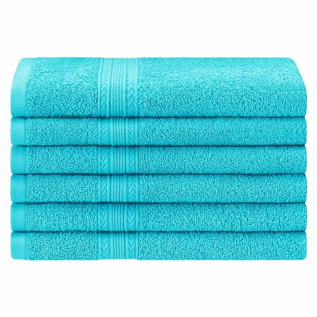 Eco Friendly Cotton 6 Piece Solid Hand Towel Set - Turqoise