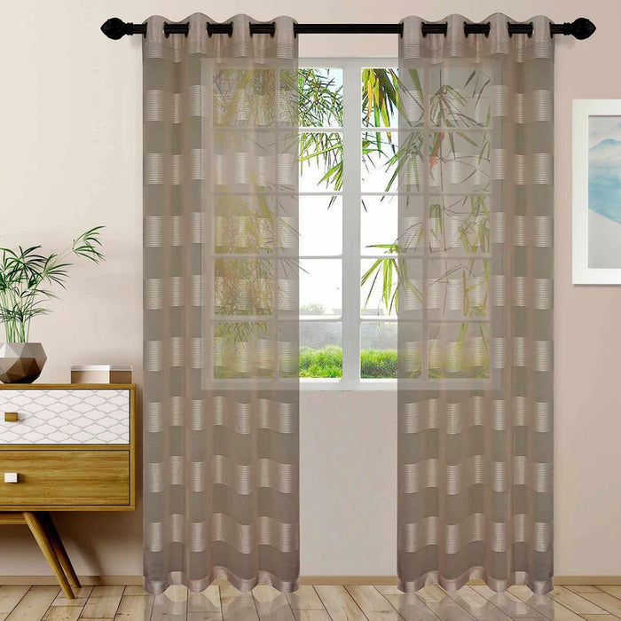 Dalisto Rope Textured Sheer Curtain Set of 2 with Grommet Top Header - Ecru