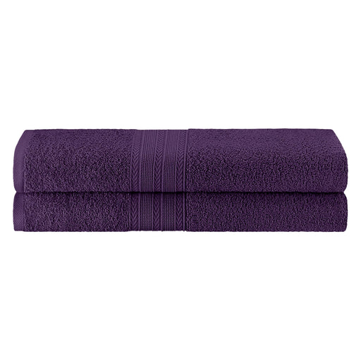 Cotton Eco Friendly 2 Piece Solid Bath Sheet Towel Set - Eggplant