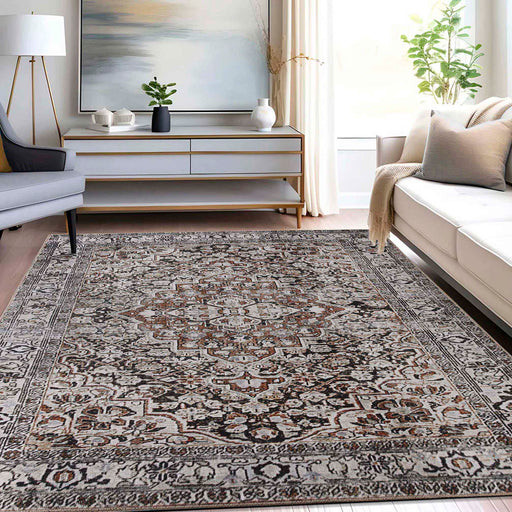 Elodi Geometric Floral Medallion Rug Indoor Large Area Rugs - Mossy Gold
