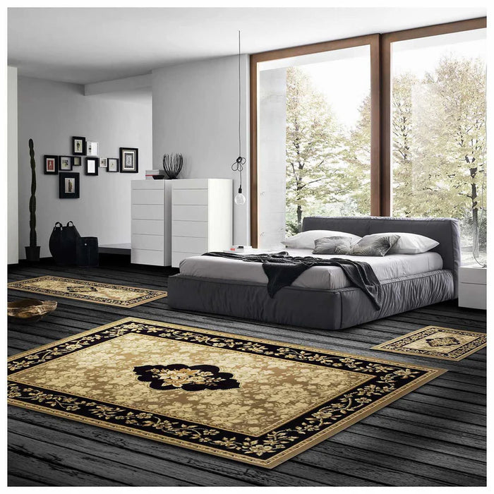 Traditional Scrolling Medallion 3 Piece Indoor Area Rug Set