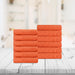 Turkish Cotton Jacquard Herringbone and Solid 12 Piece Face Towel Set - Emberglow