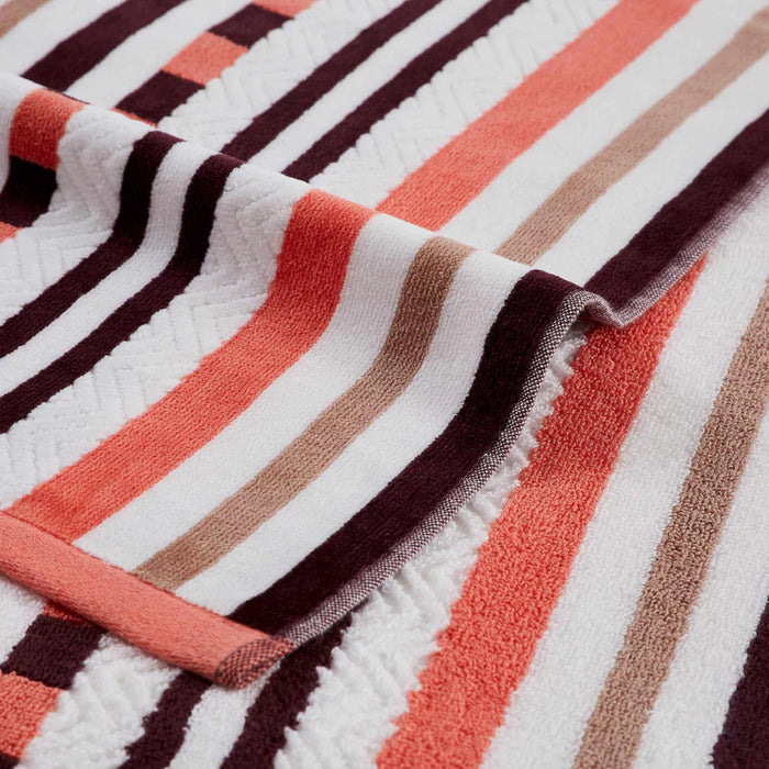 Striped Cotton Oversized 2-Piece Beach Towel Set - Emberglow